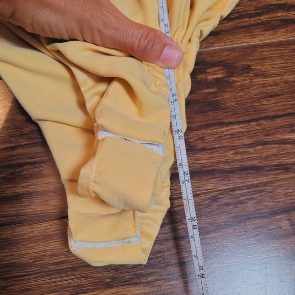 Zara NEW Yellow V-Neck Bodysuit Snap Button Tie Sleeveless Zipper Side NWOT XS/M - Picture 8 of 15